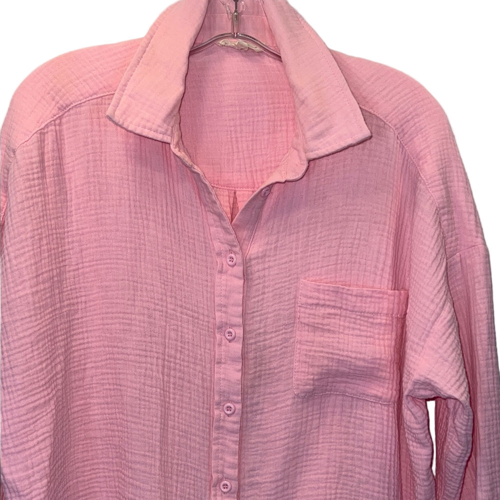 ee:some Casual Pink Textured Over Shirt, SZ Small - Picture 7 of 11